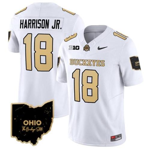 Youth Nike Marvin Harrison Jr Jersey #18 Ohio State Buckeyes College Football Stitched Special Vapor Limited White