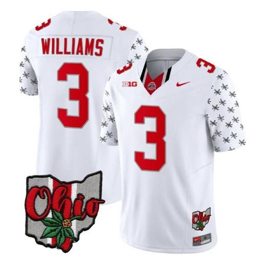 Youth Nike Ohio State Buckeyes Miyan Williams Jersey #3 College Football Stitched Alternate 2023 White Limited