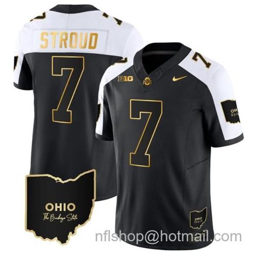 Youth Nike CJ Stroud Jersey #7 Ohio State Buckeyes College Football Stitched Vapor Limited Gold Ohio Patch Alternate