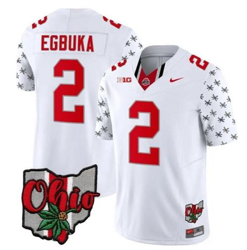 Youth Nike Ohio State Buckeyes Emeka Egbuka Jersey #2 College Football Stitched Alternate 2023 White Limited