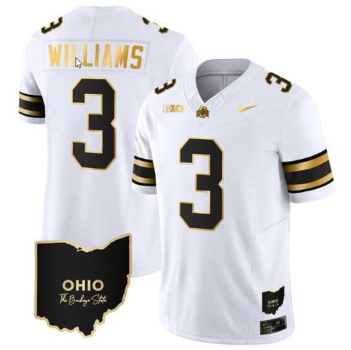 Youth Nike Miyan Williams Jersey #3 Ohio State Buckeyes College Football Stitched Vapor Limited Gold Ohio Patch White Gold