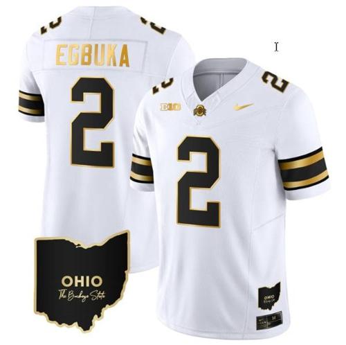 Youth Nike Emeka Egbuka Jersey #2 Ohio State Buckeyes College Football Stitched Vapor Limited Gold Ohio Patch White Gold