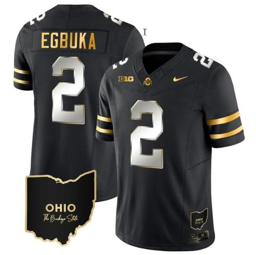 Youth Nike Emeka Egbuka Jersey #2 Ohio State Buckeyes College Football Stitched Vapor Limited Gold Ohio Patch Black Limited