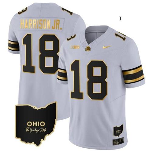 Youth Nike Marvin Harrison Jr Jersey #18 Ohio State Buckeyes College Football Stitched Special Vapor Limited Ohio Patch Gray Gold