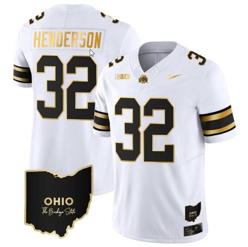 Youth Nike Treveyon Henderson Jersey #32 Ohio State Buckeyes College Football Stitched Vapor Limited Gold Ohio Patch White Gold