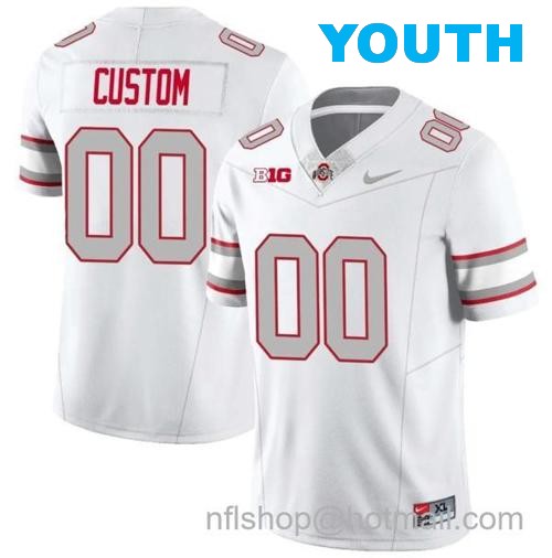 Youth Nike Custom Ohio State Buckeyes Jersey Name and Number Football Stitched Style 1 White