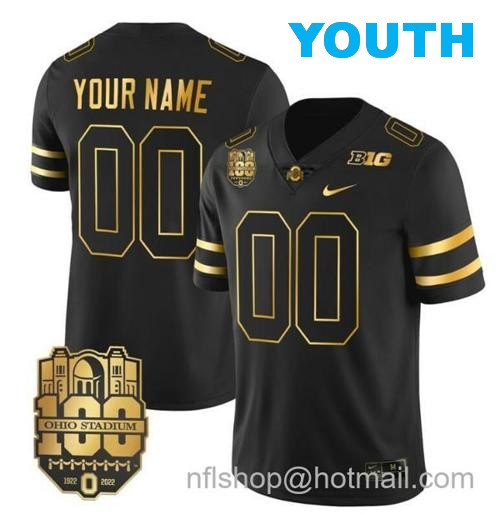 Youth Nike Custom Ohio State Buckeyes Jersey Name and Number College Football Stitched Black Gold