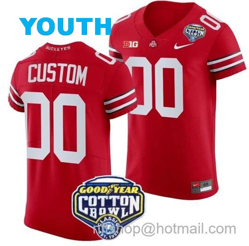 Youth Nike Custom Ohio State Buckeyes Jersey Name and Number Cotton Bowl Patch 2023 Football Scarlet