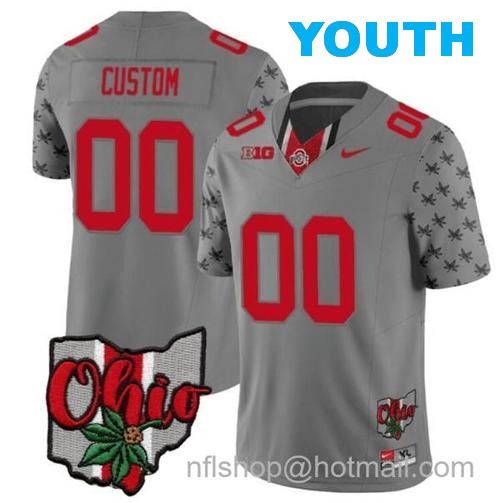 Youth Nike Custom Ohio State Buckeyes Jersey Name and Number College Football 2023 Stitched Alternate Gray