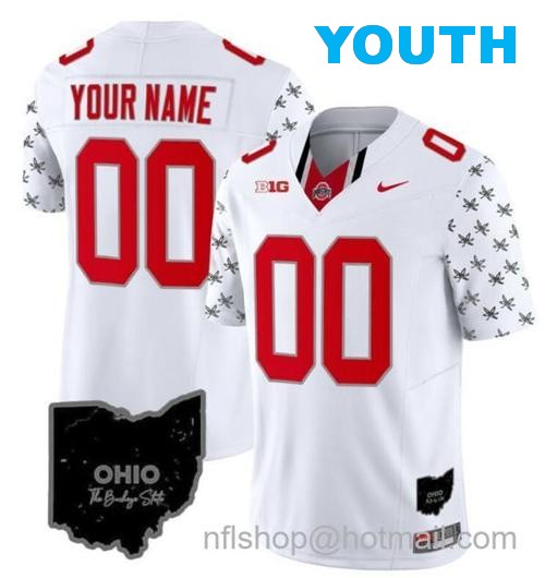 Youth Nike Custom Ohio State Buckeyes Jersey Name and Number College Football Stitched Alternate White Limited