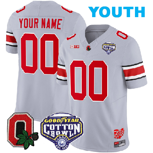 Youth Nike Custom Ohio State Buckeyes Jersey Name and Number Good Year Cotton Bowl Patch Football Gray