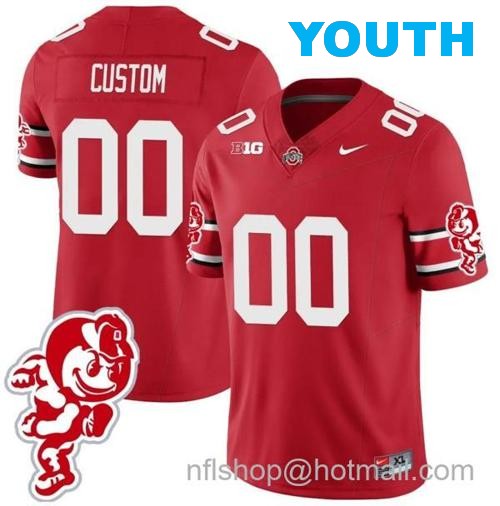 Youth Nike Custom Ohio State Buckeyes Jersey Name and Number Football Stitched Brutus Buckeye Patch Style 1 Scarlet