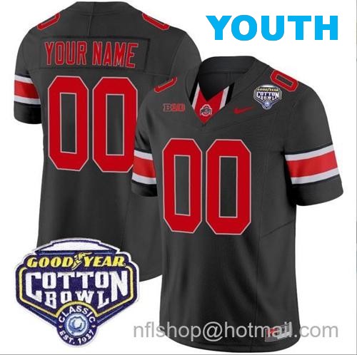 Youth Nike Custom Ohio State Buckeyes Jersey Name and Number Cotton Bowl Patch Vapor Football Black