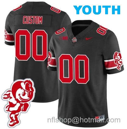 Youth Nike Custom Ohio State Buckeyes Jersey Name and Number Football Stitched Brutus Buckeye Patch Style 1 Black