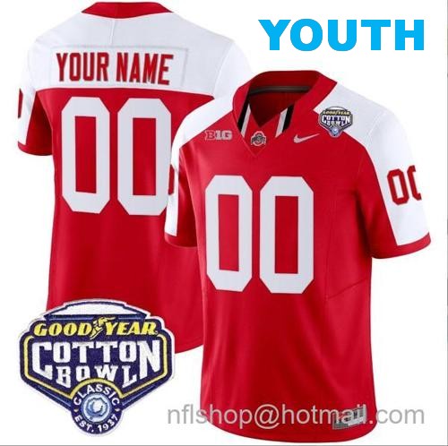 Youth Nike Custom Ohio State Buckeyes Jersey Name and Number Cotton Bowl Patch Vapor Football Red Alternate