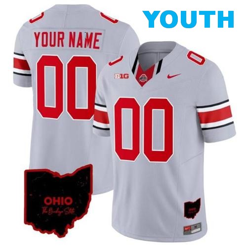 Youth Nike Custom Ohio State Buckeyes Jersey Name and Number Vapor Limited College Football Stitched Ohio Patch Gray