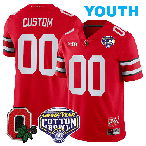 Youth Nike Custom Ohio State Buckeyes Jersey Name and Number Good Year Cotton Bowl Patch Football Scarlet