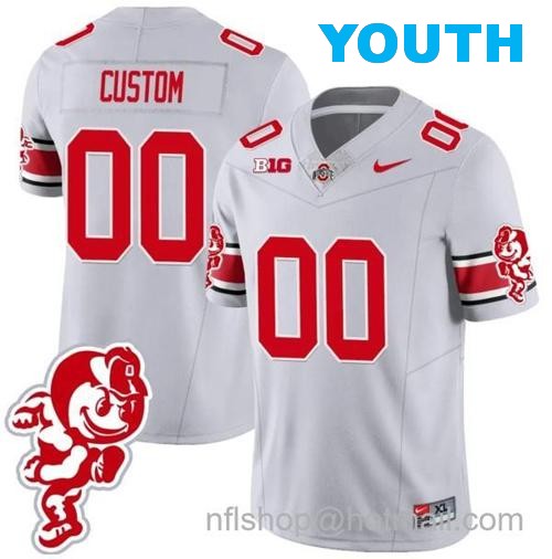 Youth Nike Custom Ohio State Buckeyes Jersey Name and Number Football Stitched Brutus Buckeye Patch Style 1 Gray