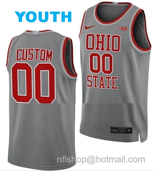 Youth Nike Custom Ohio State Buckeyes Jersey Name and Number College Basketball Gray