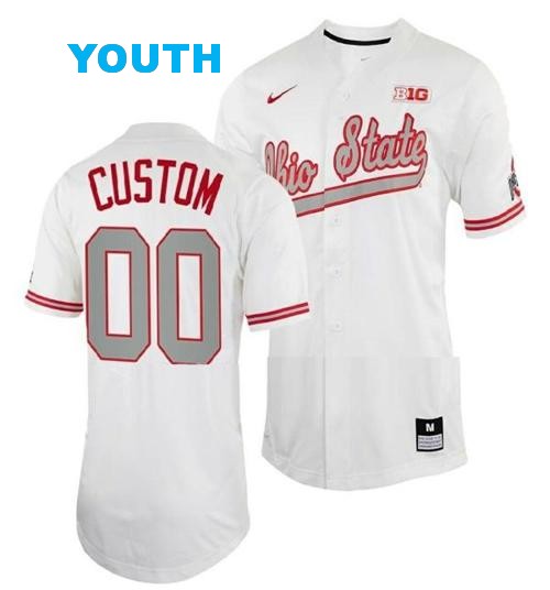 Youth Nike Custom Ohio State Buckeyes Jersey Name and Number NCAA Baseball College White