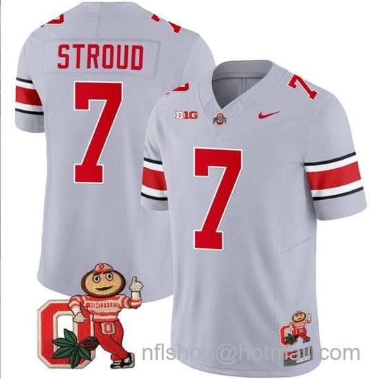 Women's Nike CJ Stroud Jersey #7 Ohio State Buckeyes Mascot Patch College Football Gray