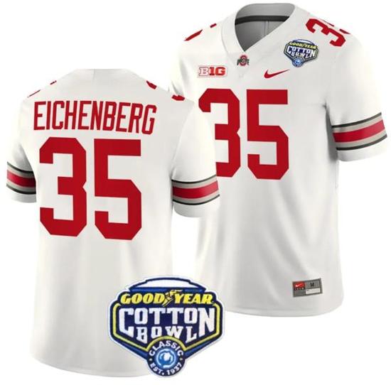 Women's Nike Tommy Eichenberg Jersey #35 Ohio State Buckeyes Cotton Bowl Patch 2023 Football White