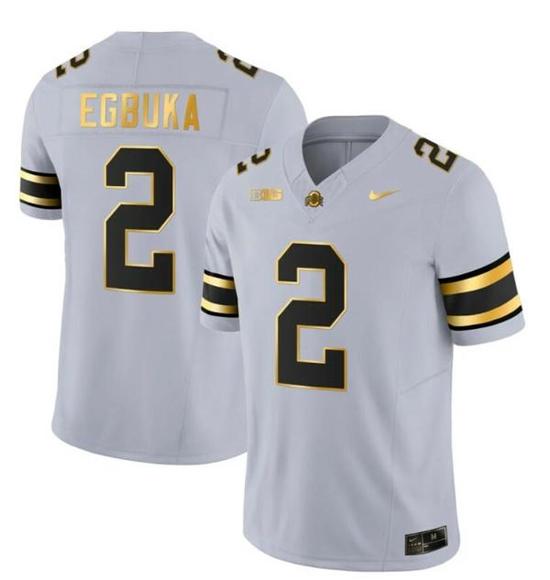 Women's Nike Ohio State Buckeyes Emeka Egbuka Jersey #2 College Football Stitched Gray Gold