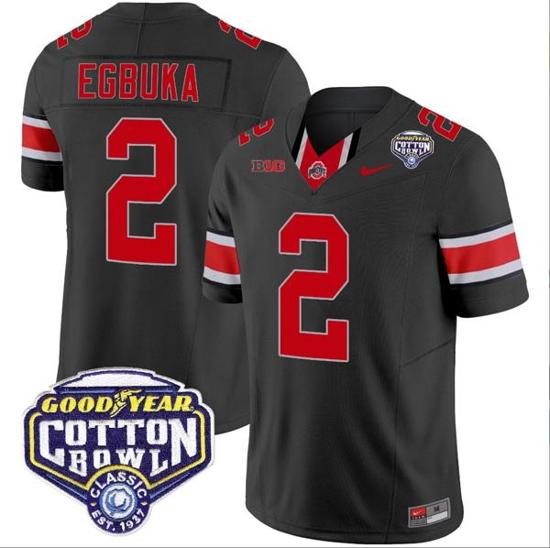 Women's Nike Emeka Egbuka Jersey #2 Ohio State Buckeyes Cotton Bowl Patch Vapor Football Black