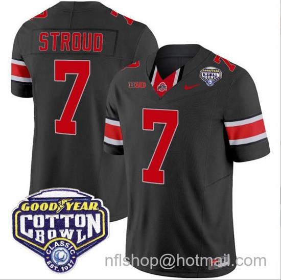 Women's Nike CJ Stroud Jersey #7 Ohio State Buckeyes Cotton Bowl Patch Vapor Football Black