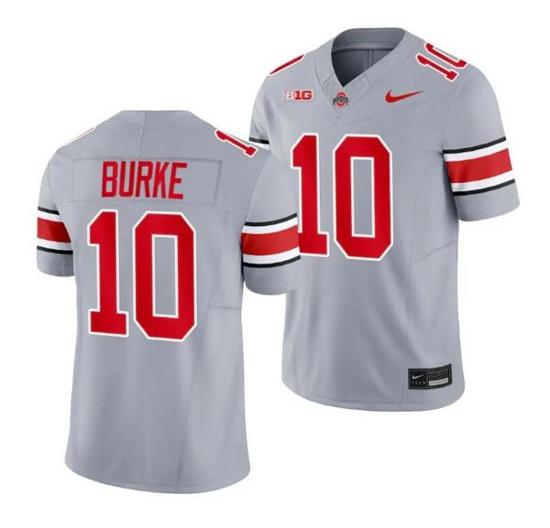 Women's Nike Denzel Burke Jersey Ohio State Buckeyes #10 2023 Alternate Gray Limited Football