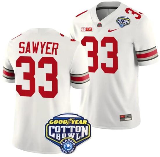 Women's Nike Jack Sawyer Jersey #33 Ohio State Buckeyes Cotton Bowl Patch 2023 Football White