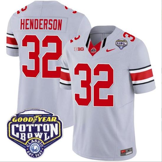 Women's Nike TreVeyon Henderson Jersey #32 Ohio State Buckeyes Cotton Bowl Patch Vapor Football Gray