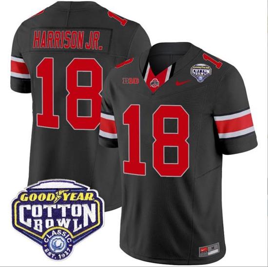 Women's Nike Marvin Harrison Jr Jersey #18 Ohio State Buckeyes Cotton Bowl Patch Vapor Football Black