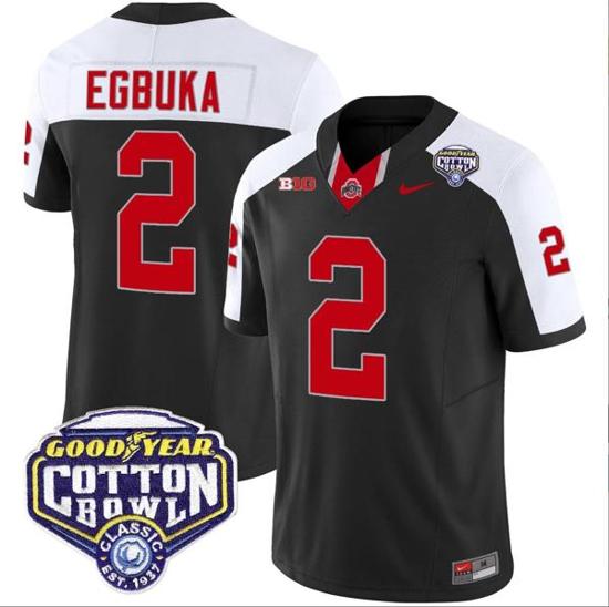 Women's Nike Emeka Egbuka Jersey #2 Ohio State Buckeyes Cotton Bowl Patch Vapor Football Black Alternate