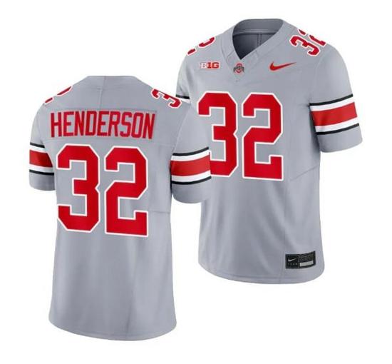 Women's Nike TreVeyon Henderson Jersey Ohio State Buckeyes #32 2023 Alternate Gray Limited Football