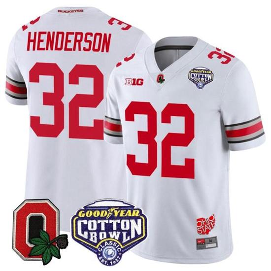 Women's Nike TreVeyon Henderson Jersey #32 Ohio State Buckeyes Good Year Cotton Bowl Patch Football White