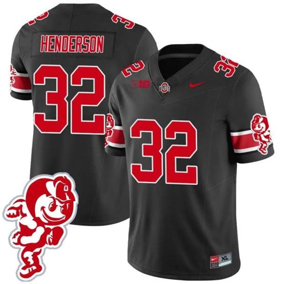 Women's Nike TreVeyon Henderson Jersey #32 Ohio State Buckeyes Football 2023 Stitched Brutus Buckeye Patch Black