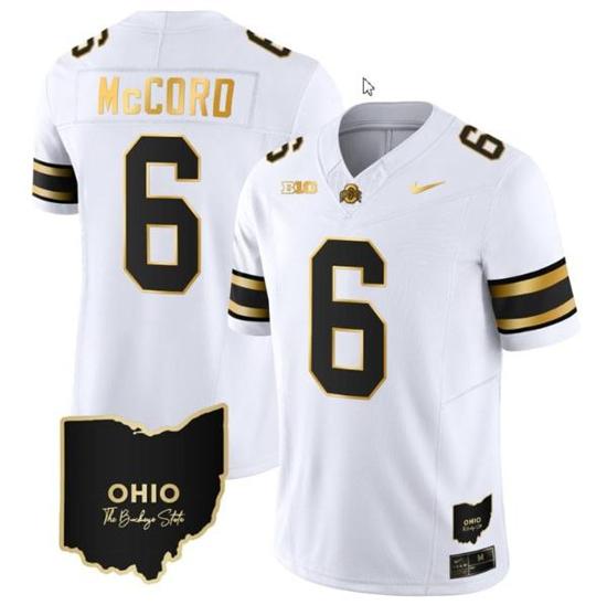 Women's Nike Kyle Mccord Jersey #6 Ohio State Buckeyes College Football Stitched Vapor Limited Gold Ohio Patch White Gold