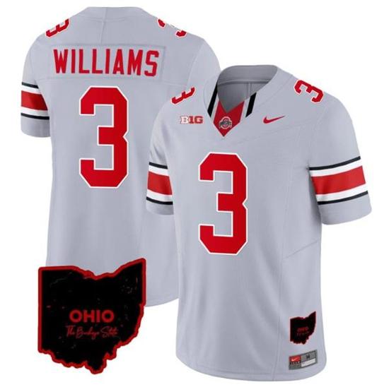 Women's Nike Miyan Williams Jersey #3 Ohio State Buckeyes College Football Stitched Vapor Limited Ohio Patch Gray