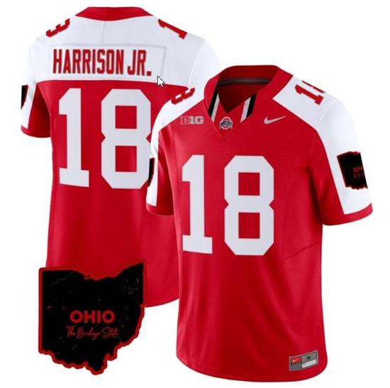 Women's Nike Marvin Harrison Jr Jersey #18 Ohio State Buckeyes College Football Stitched Special Vapor Limited Ohio Patch Red Alternate