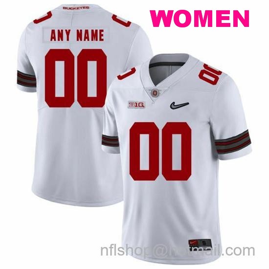 Women's Nike Custom Ohio State Buckeyes Jersey Name and Number Football Diamond Patch White