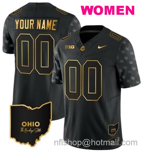 Women's Nike Custom Ohio State Buckeyes Jersey Name and Number College Football Stitched Alternate Black Gold