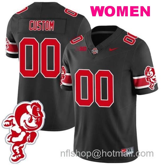 Women's Nike Custom Ohio State Buckeyes Jersey Name and Number Football Stitched Brutus Buckeye Patch Style 1 Black