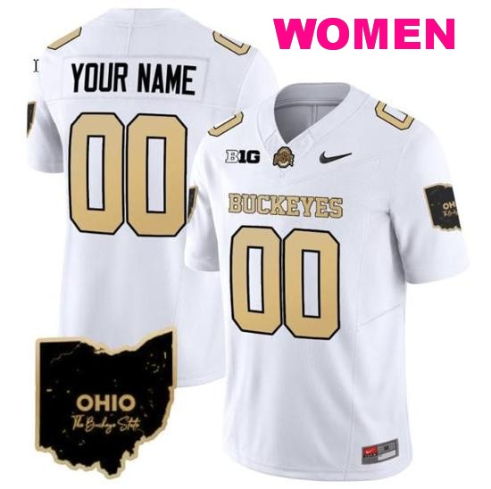 Women's Nike Custom Ohio State Buckeyes Jersey Name and Number Special Vapor Limited College Football Stitched Ohio Patch White