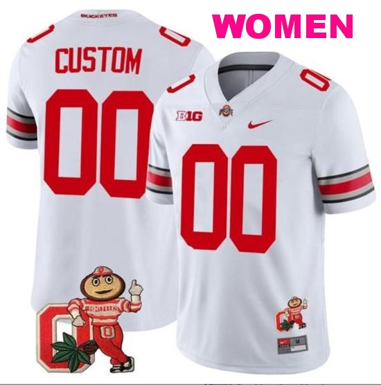 Women's Nike Custom Ohio State Buckeyes Jersey Name and Number Mascot Patch College Football White