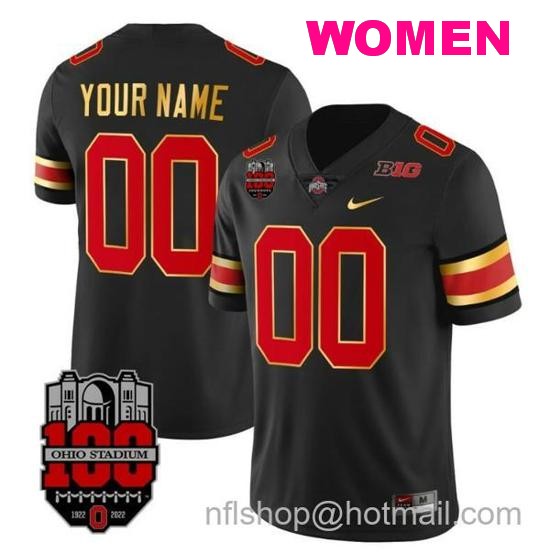 Women's Nike Custom Ohio State Buckeyes Jersey Name and Number College Football Stitched Gold Trim Black