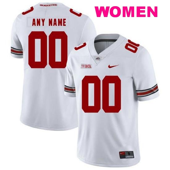 Women's Nike Ohio State Buckeyes Custom Jersey Name and Number Football Big Patch White