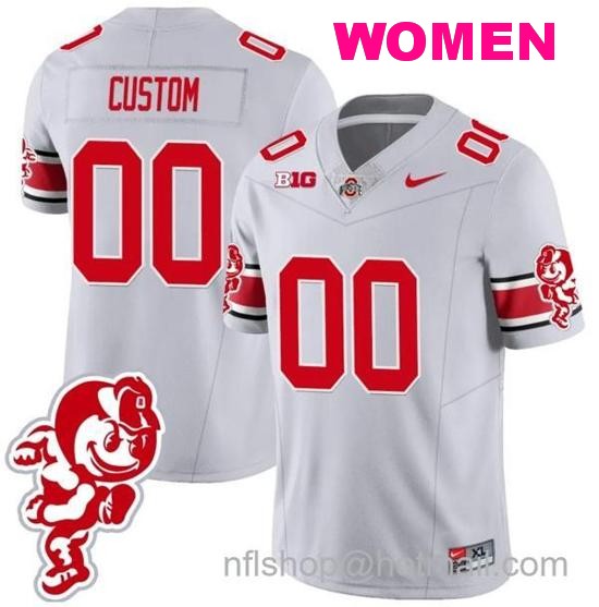 Women's Nike Custom Ohio State Buckeyes Jersey Name and Number Football Stitched Brutus Buckeye Patch Style 1 Gray