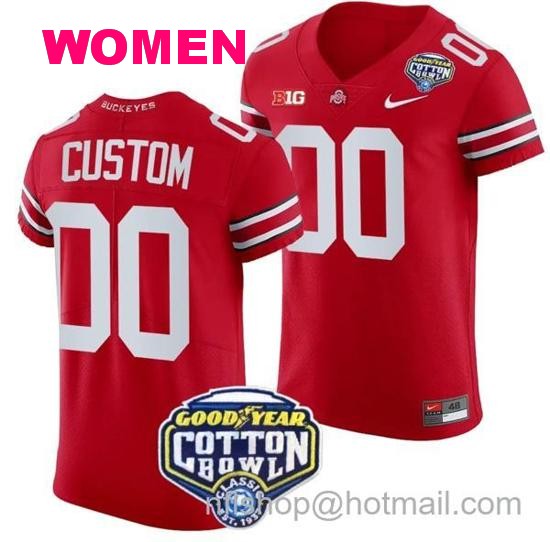 Women's Nike Custom Ohio State Buckeyes Jersey Name and Number Cotton Bowl Patch 2023 Football Scarlet