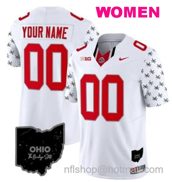 Women's Nike Custom Ohio State Buckeyes Jersey Name and Number College Football Stitched Alternate White Limited